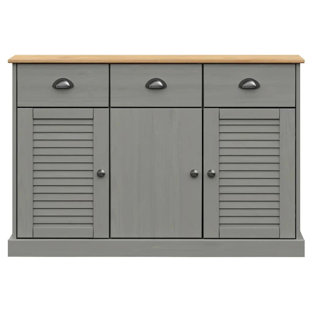 Buffet credenza cassettiera armadio mobile contenitore organizer per cucina soggiorno salotto con cassetti 113 x 40 x 75 cm legno di pino massiccio grigio 02_0030136