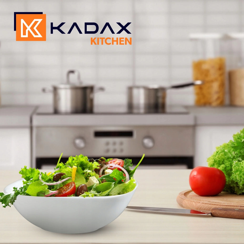 Ciotole da insalata KADAX da 19 cm in vetro, ideali per zuppe e snack, colore bianco, set da 3 pezzi.