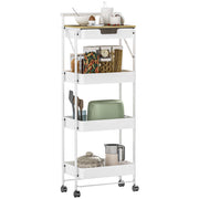 Carrello Cucina 4 Ripiani con Ruote ¨C Xylo ¨C Bianco con Cassetto e Cestelli