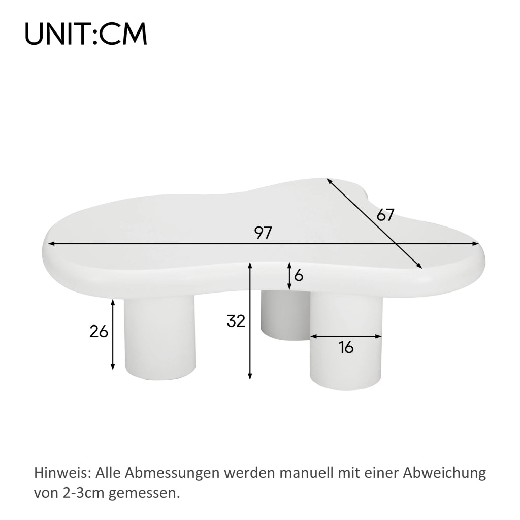 TAVOLINO DA SALOTTO Nuvola 97x67x32 cm MDF Bianco