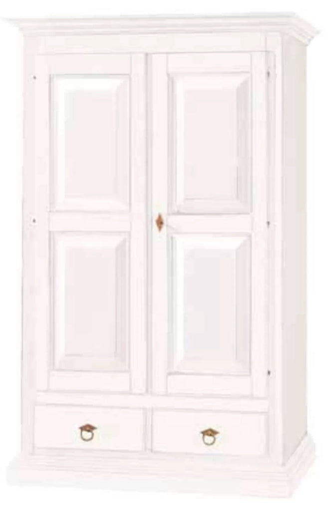 Armadio 2 ante in legno arte povera bianco shabby 125x61x200 (1246) - Mobili 2G