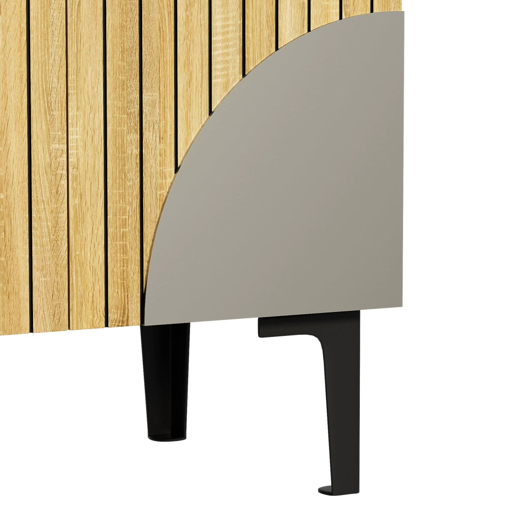 Credenza 160x36x94 cm con 4 ante e 4 cassetti in pannello di particelle naturale