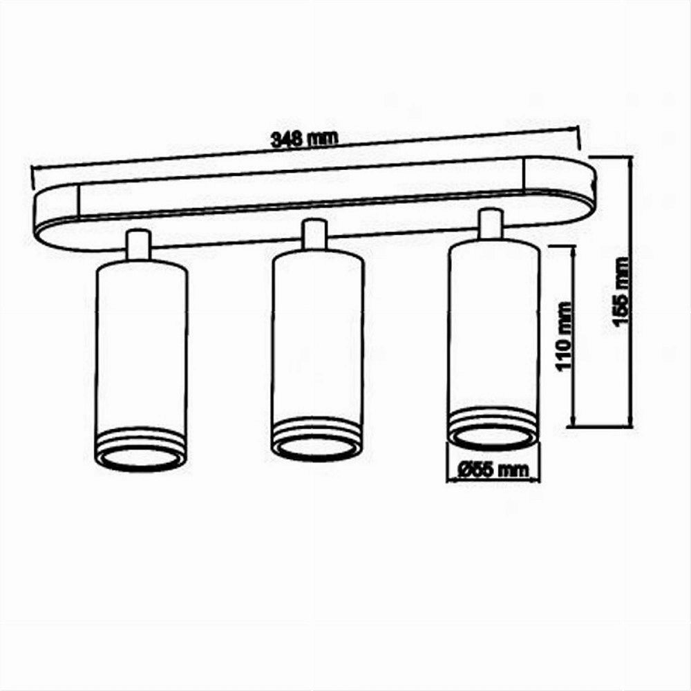 Trade Shop - Applique Plafoniera Orientabile Da Soffitto Parete 3 Diffusori Lampada Gu10 Ts-3 - Bianco
