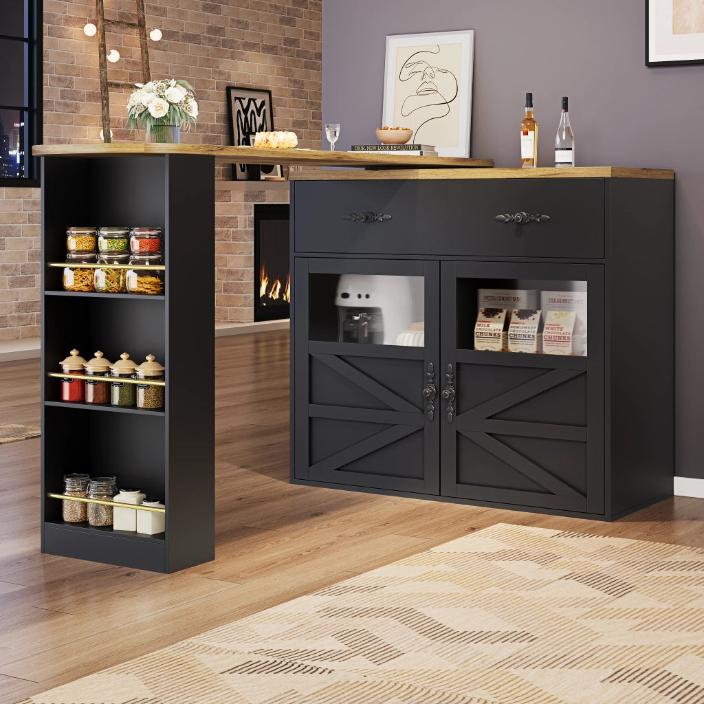 TAVOLO BAR ESTENSIBILE GIREVOLE 138-204x39x104 cm MDF NERO