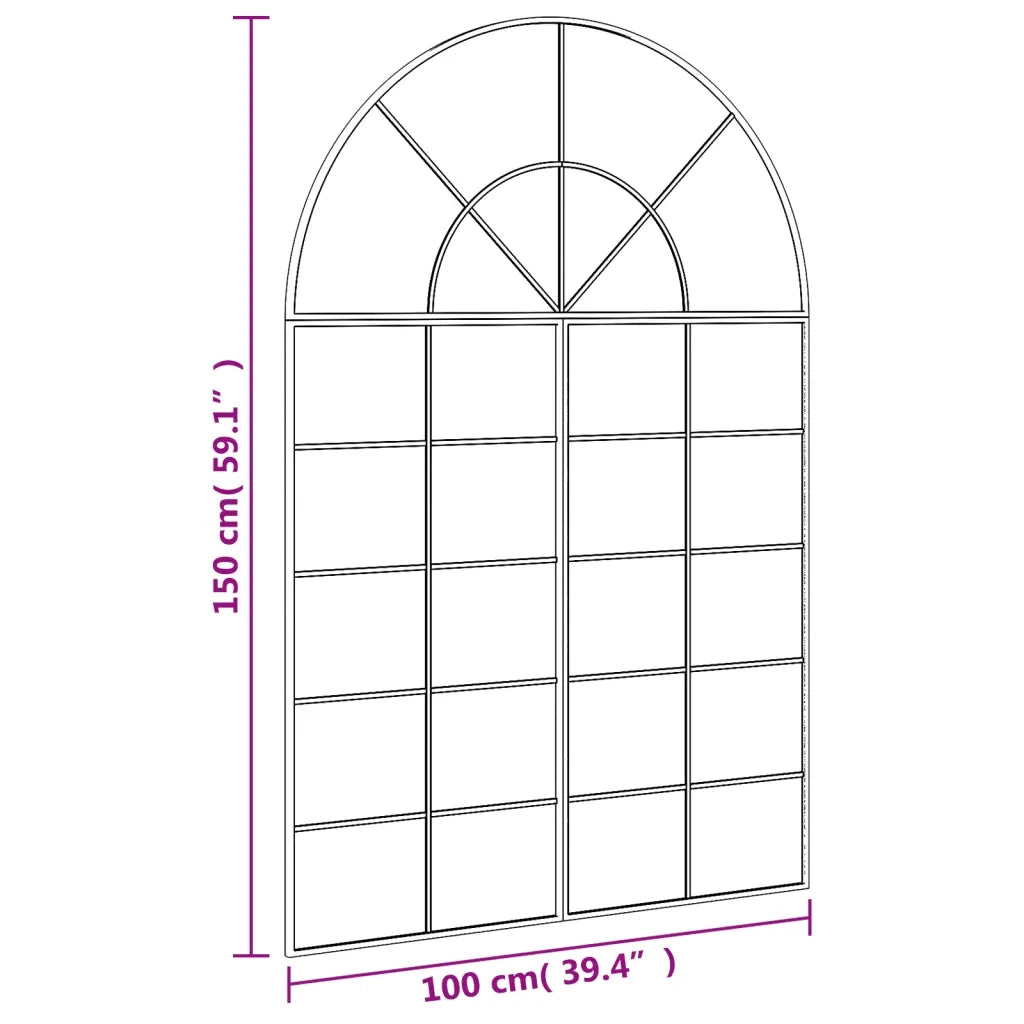 Specchio da Parete Nero 100x150 cm Arco in Ferro 3200614