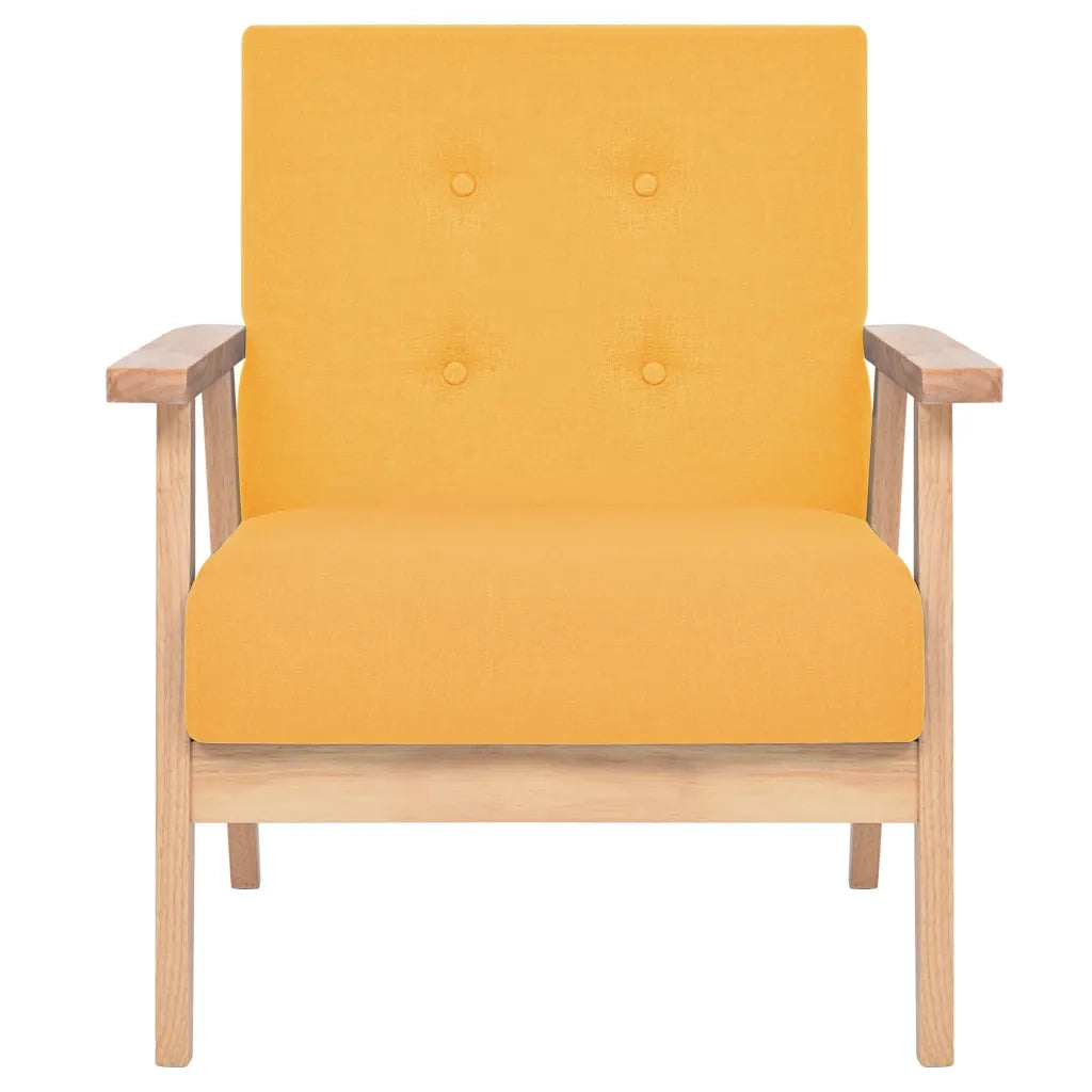 Set di Divani 3 pz in Tessuto Giallo cod mxl 24367