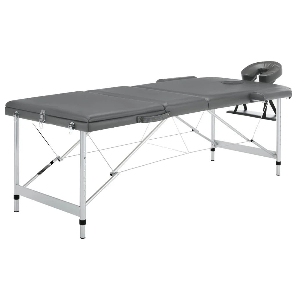Lettino da massaggio a 3 zone struttura in alluminio panca per massaggi poggiatesta braccioli regolabili lettino da massaggio pieghevole portatile antracite 02_0001798