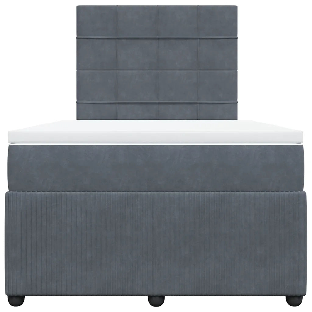 Giroletto a Molle con Materasso Grigio Scuro 120x200 cm Velluto