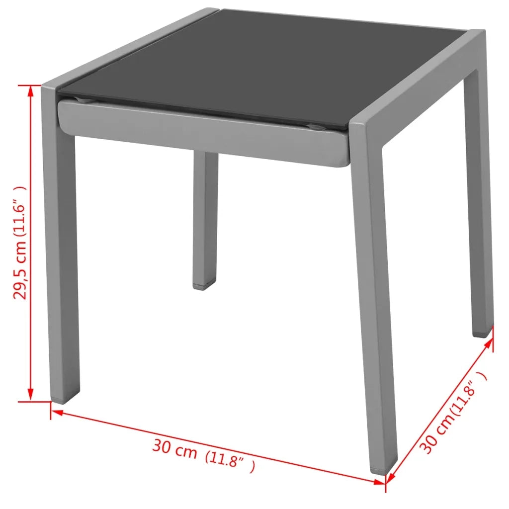 Lettini Prendisole con Tavolino in Alluminio Nero 42160