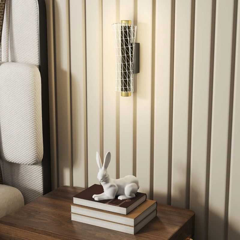Applique da interno LED a 2 pezzi, design a griglia, dimmerabile, metallo nero