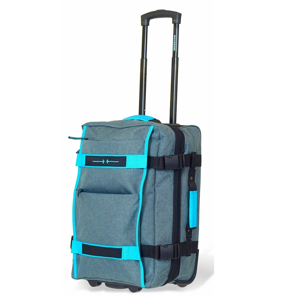 Trolley valigia da cabina in poliestere salvaspazio 55x40x20 cm grigio blu Everon