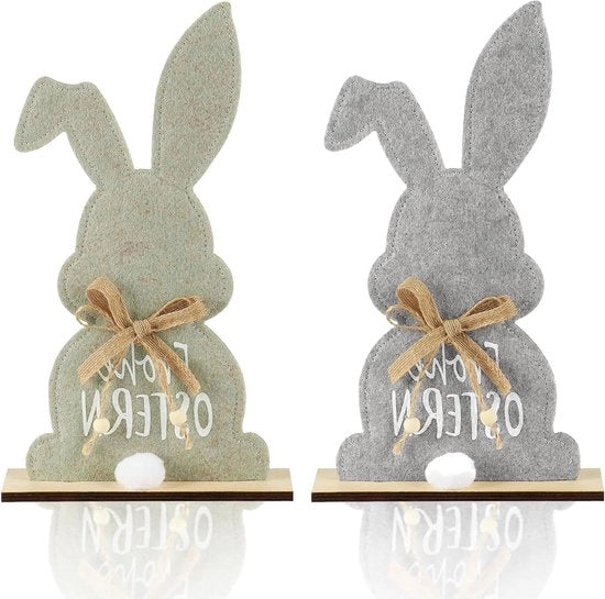 Decorazione di Pasqua vilt houten coniglio 23 cm - coniglio di Pasqua vilato carino per la tavola da pranzo e la decorazione di primavera - 2 pezzi
