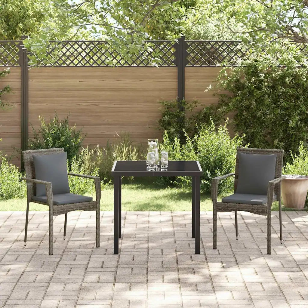 Set da Pranzo per Giardino con cuscino 3 pcs Grigio polyrattan 3380085