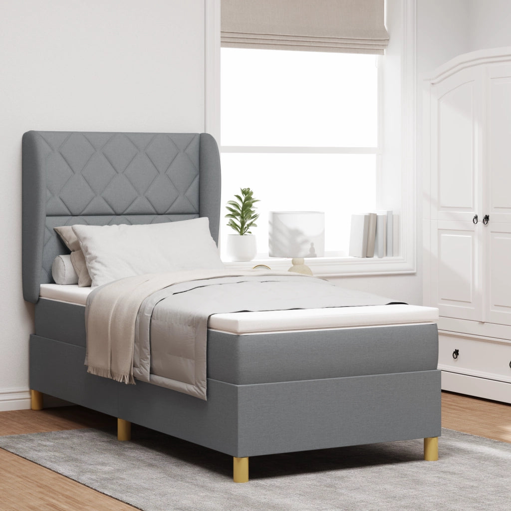 letto a molle di con materasso grigio chiaro 100x200 cm in tessuto