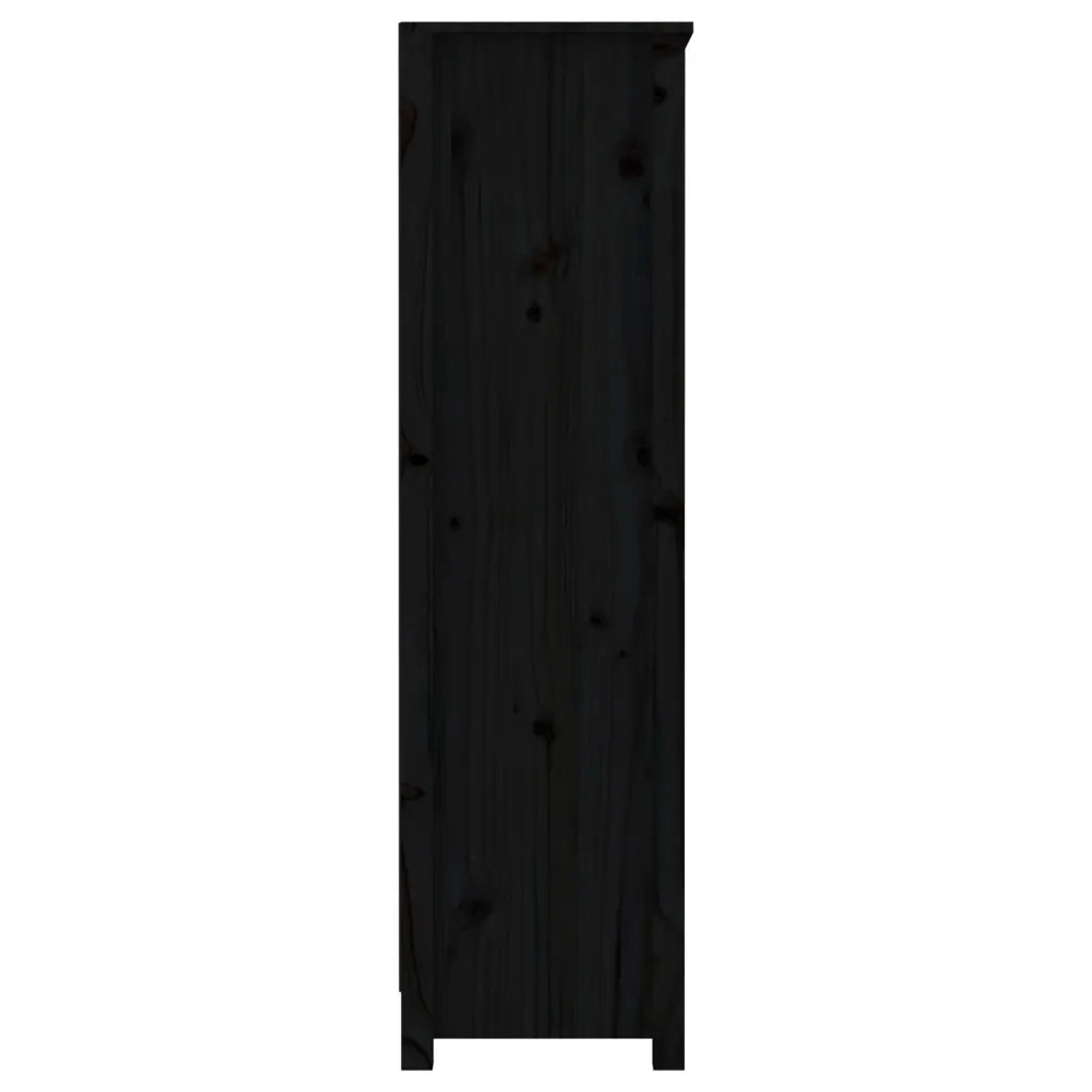 Libreria Nera 80x35x126 cm in Legno Massello di Pino 821688