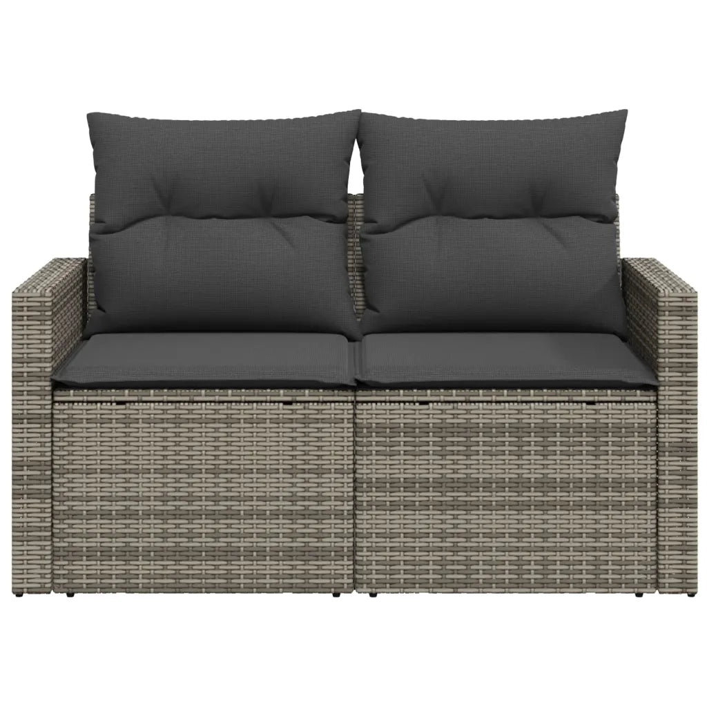 Divano da Giardino con Cuscini 2 Posti Grigio in Polyrattan 366141