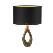 Lampada da tavolo Bucklow - Metallo ottone anticato e paralume in velluto nero