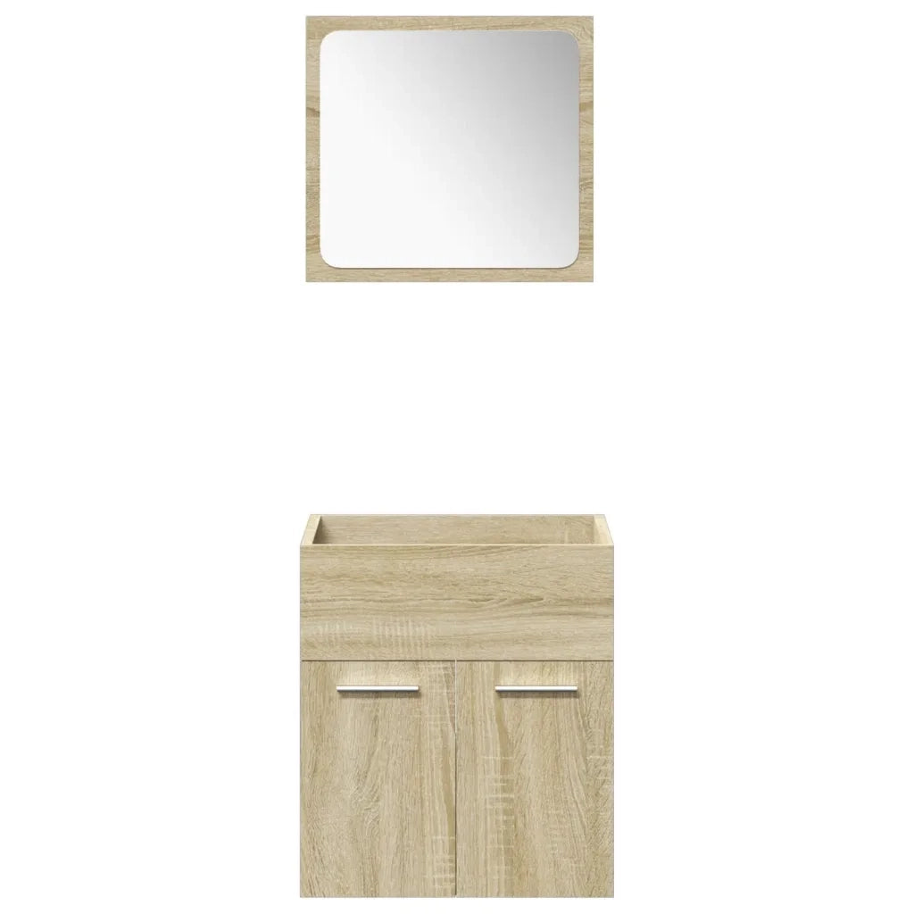 Set Mobili da Bagno 5 pz Rovere Sonoma in Legno Multistrato