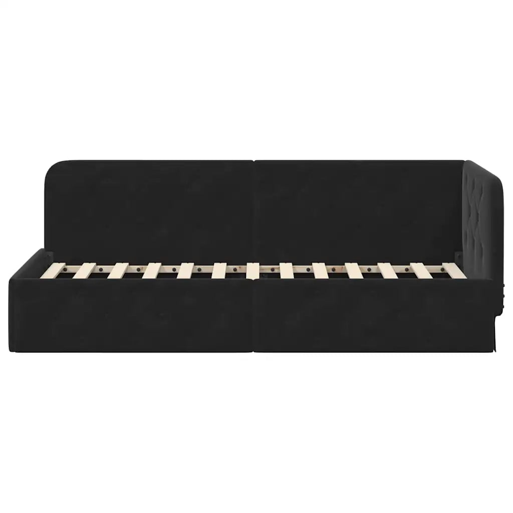 Letto singolo | Letto per adulti | Cornice del letto ad angolo Nero 80 x 200 cm Velluto