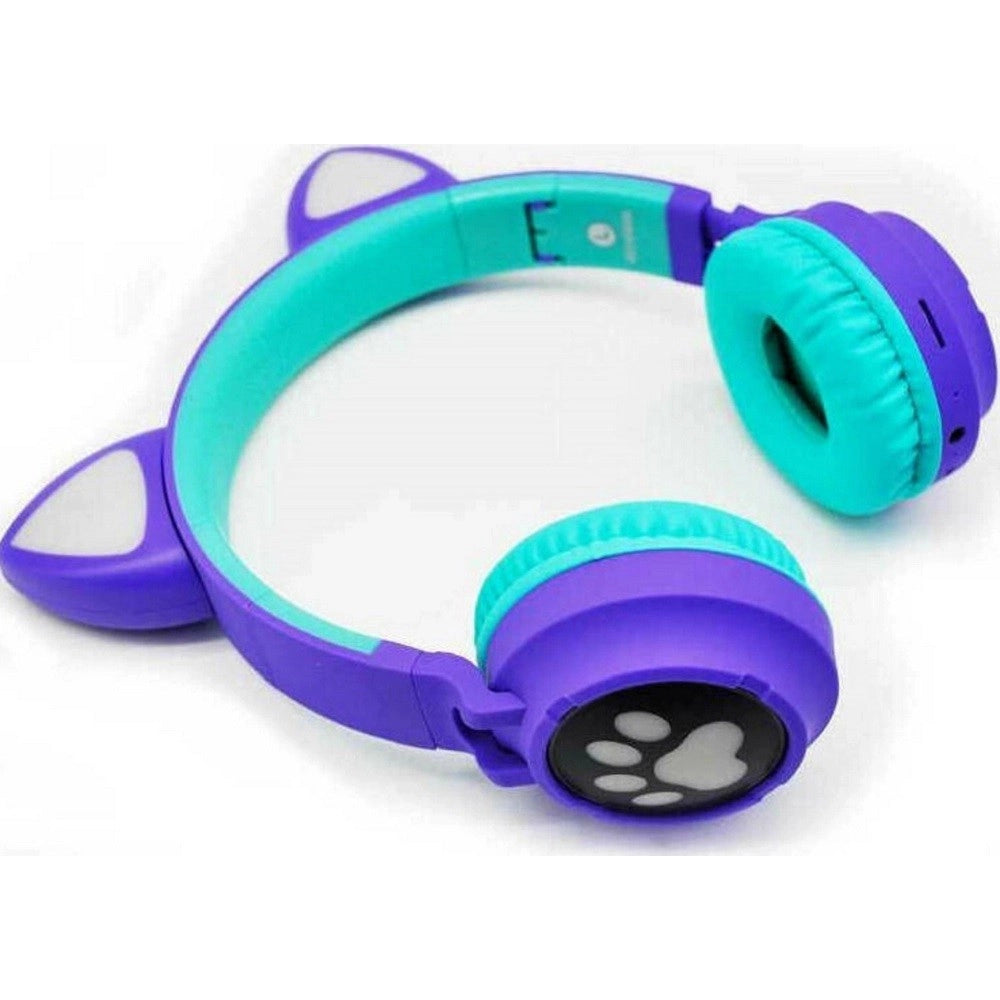Trade Shop - Cuffie Auricolari Q-em3 Wireless Bluetooth Filo Orecchio Di Gatto Led Microfono -