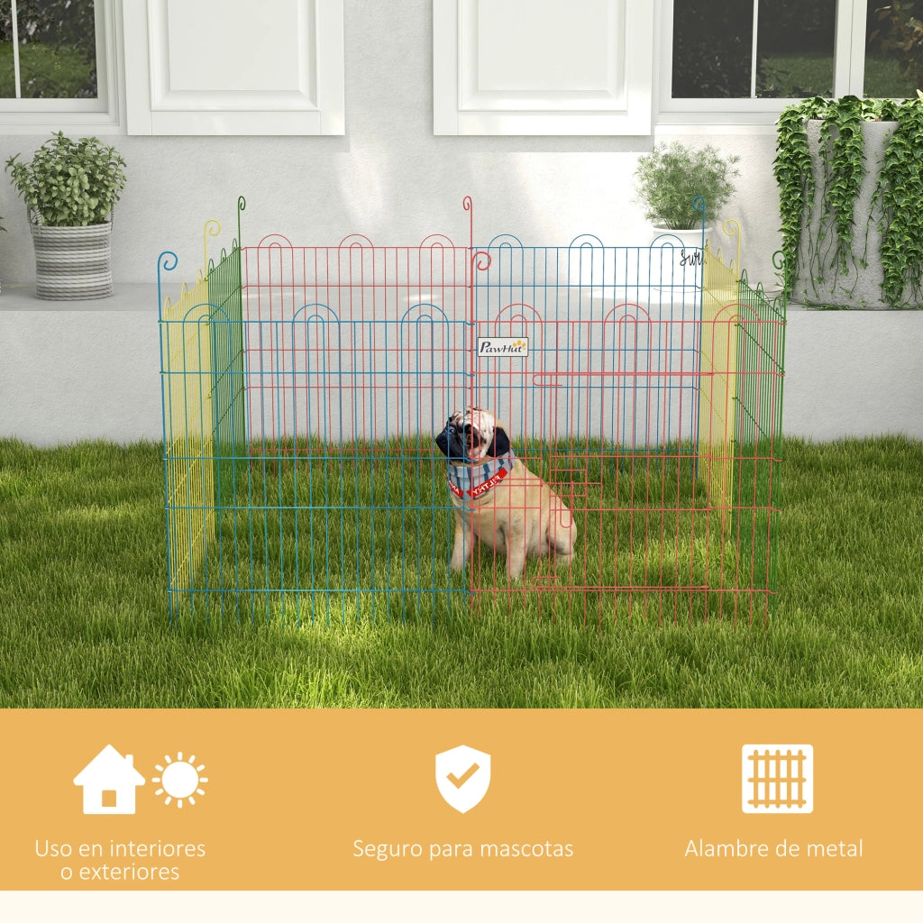 Recinto per Cani Pieghevole 8 Pannelli ¨C zephmum ¨C 156x60 cm Multicolore Metallo