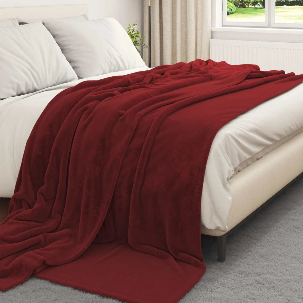 Coperte da Pile 6 pz Rosso Bordeaux 240 x 270 cm Panno