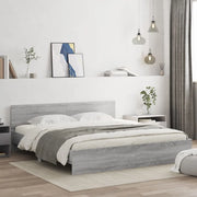 Giroletto con Testiera-Struttura Letto con testiera Grigio Sonoma 200x200 cm