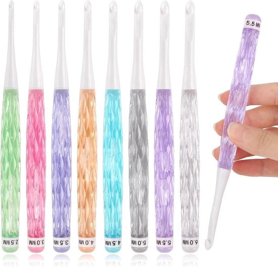 Set di aghi da cucire - 8 pezzi aghi da cucire leggeri in acrilico - design ergonomico in plastica - per viaggi - Diverse colori - per viaggiatori, principianti