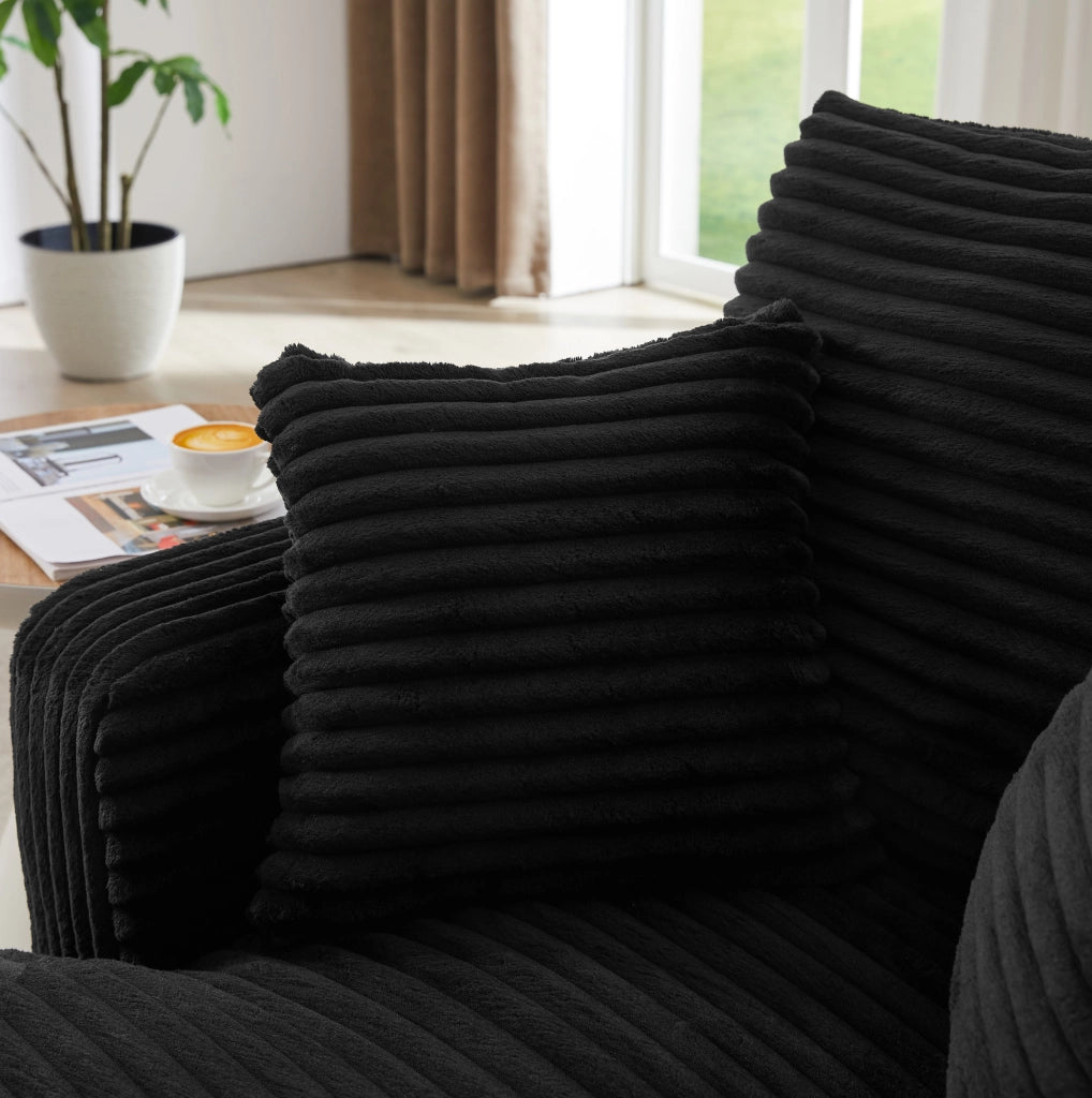 Chaise longue relax in velluto a coste nero, senza montaggio