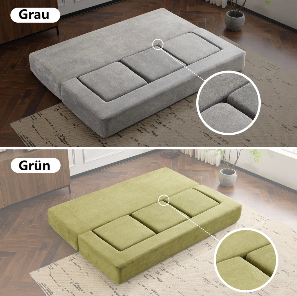 Divano da pavimento modulare trasformabile in letto e tappetino da gioco in chenille grigio scuro