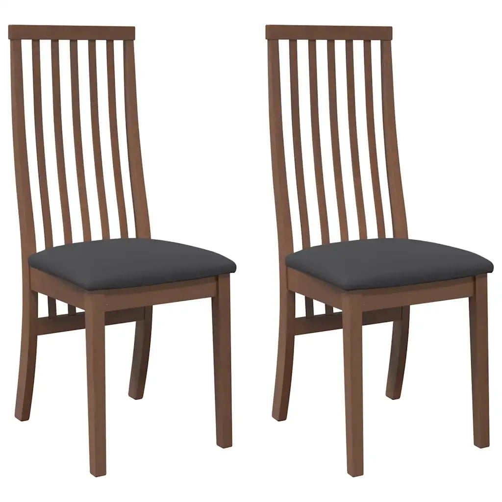 Sedie da Pranzo con Cuscini 2pz Marrone Legno Massello di Hevea