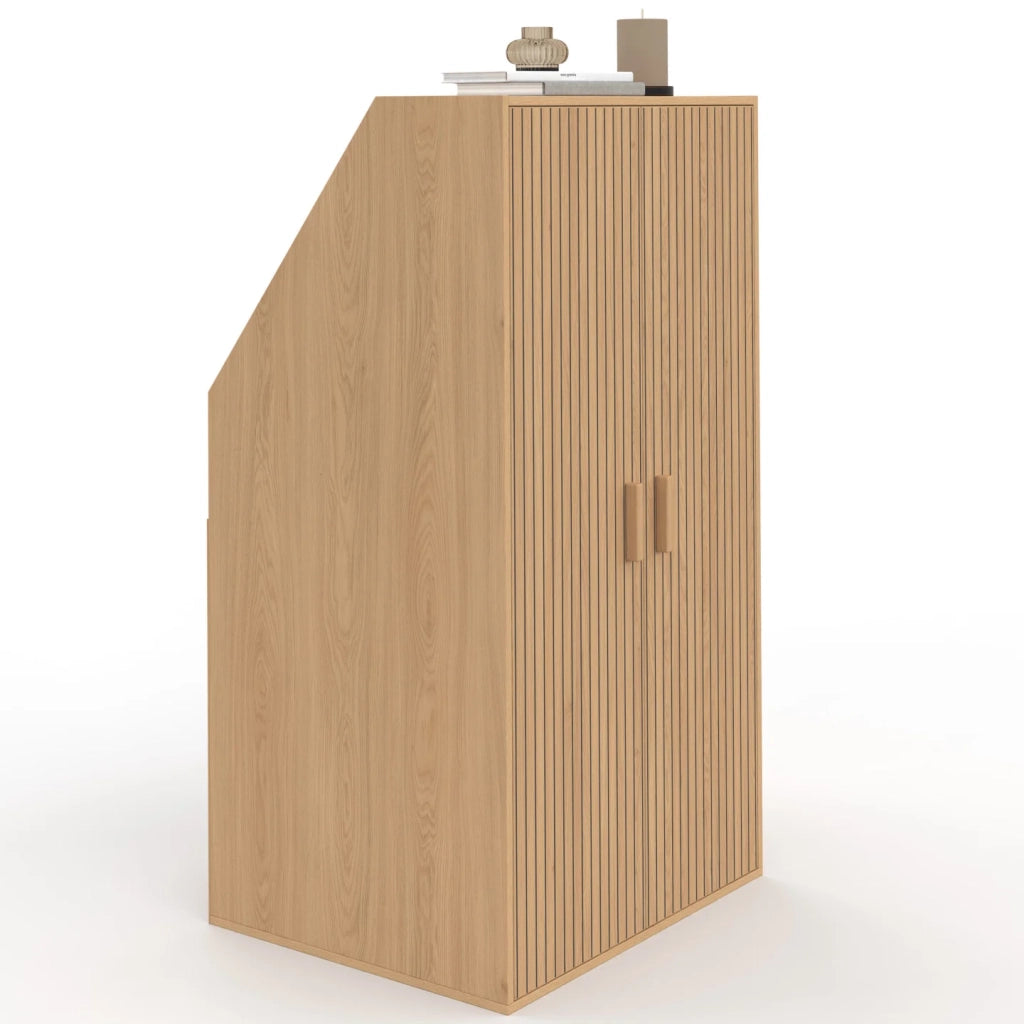 IDMarket - JULIETTE Armadio a 2 ante inclinate 60 x 50 x 70/110 cm con doghe in legno color rovere