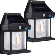 Set di 2 Lampade Solari Vintage – Sensore di Movimento PIR – IP42 Resistente all'Acqua – Lampada da Esterno