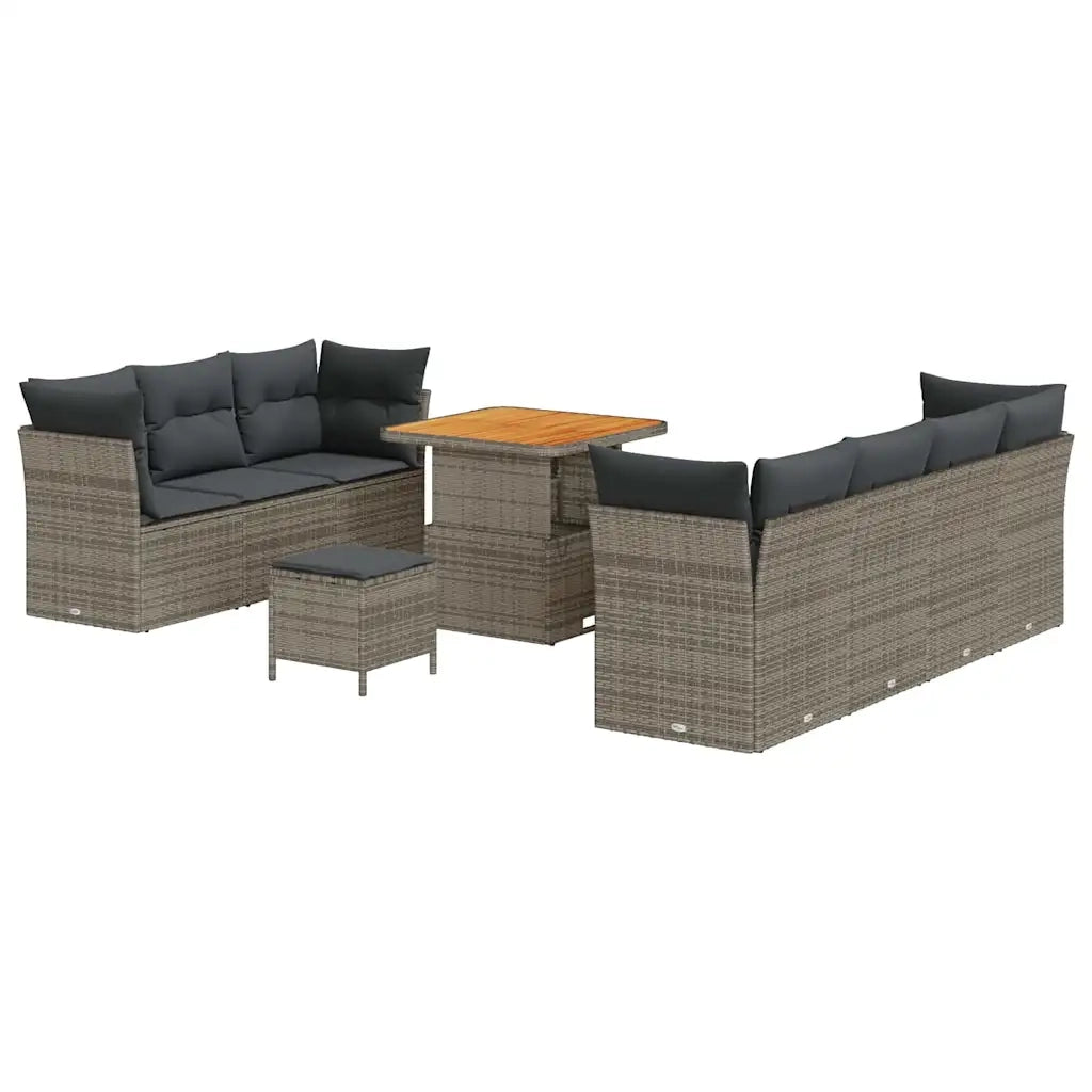 Set Divano da Giardino con cuscino 10 pcs Grigio polyrattan 3363398