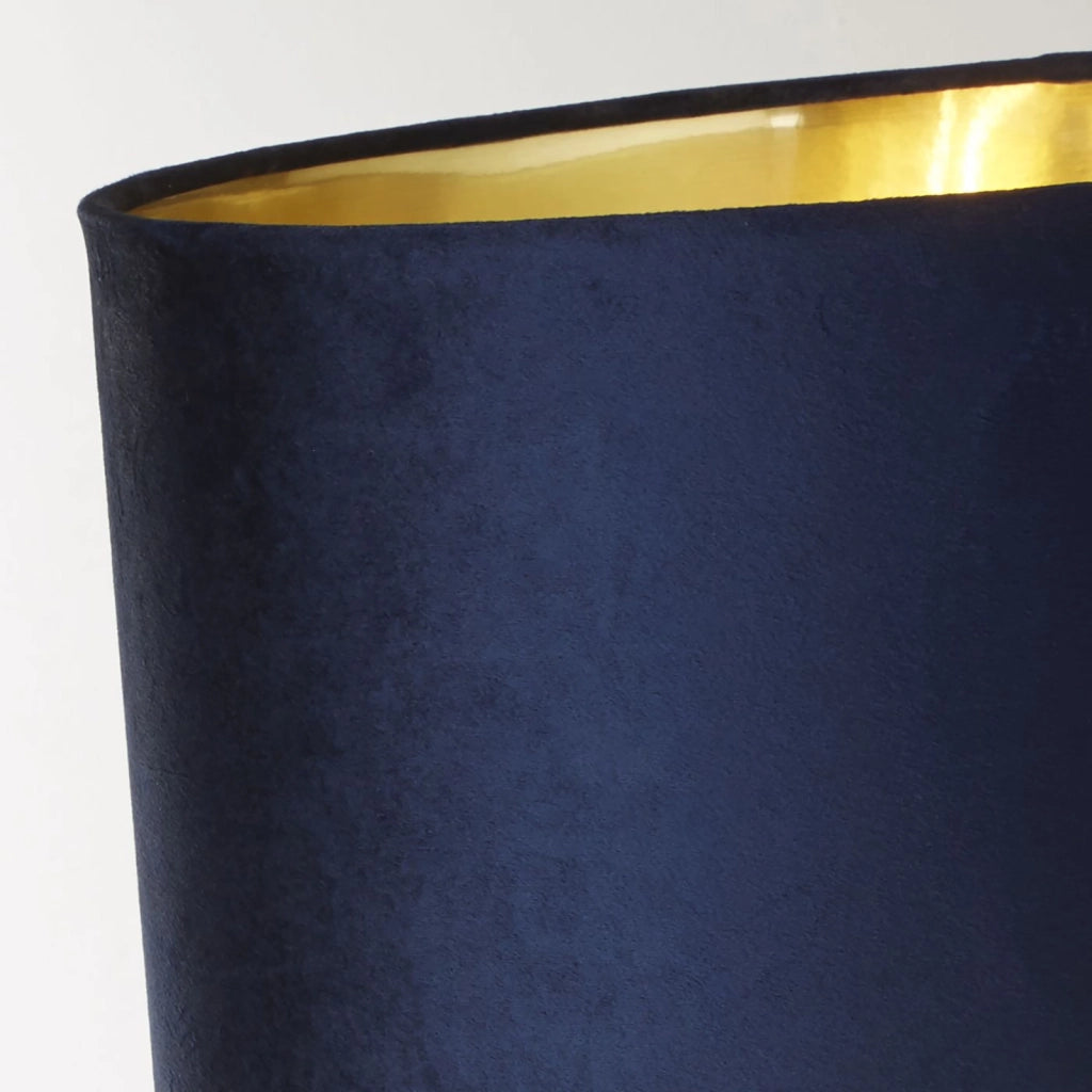Lampada Da Scrivania Whitby Metallo Cromo Tessuto Blu Scuro 1 Luce E27