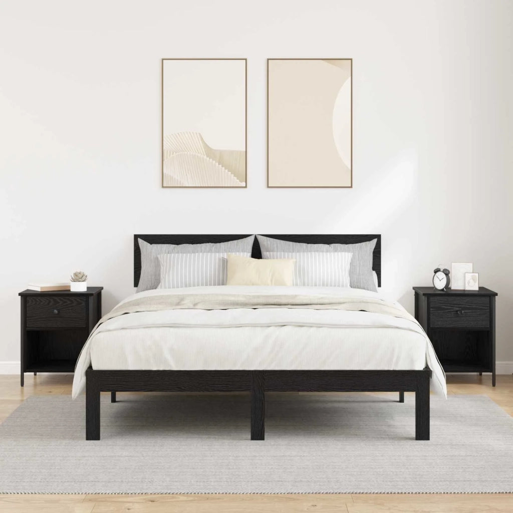 Set di 2 Comodini | Armadio da Notte | Mobiletto da notte con cassetto Rovere Nero 40 x 42 x 50 cm