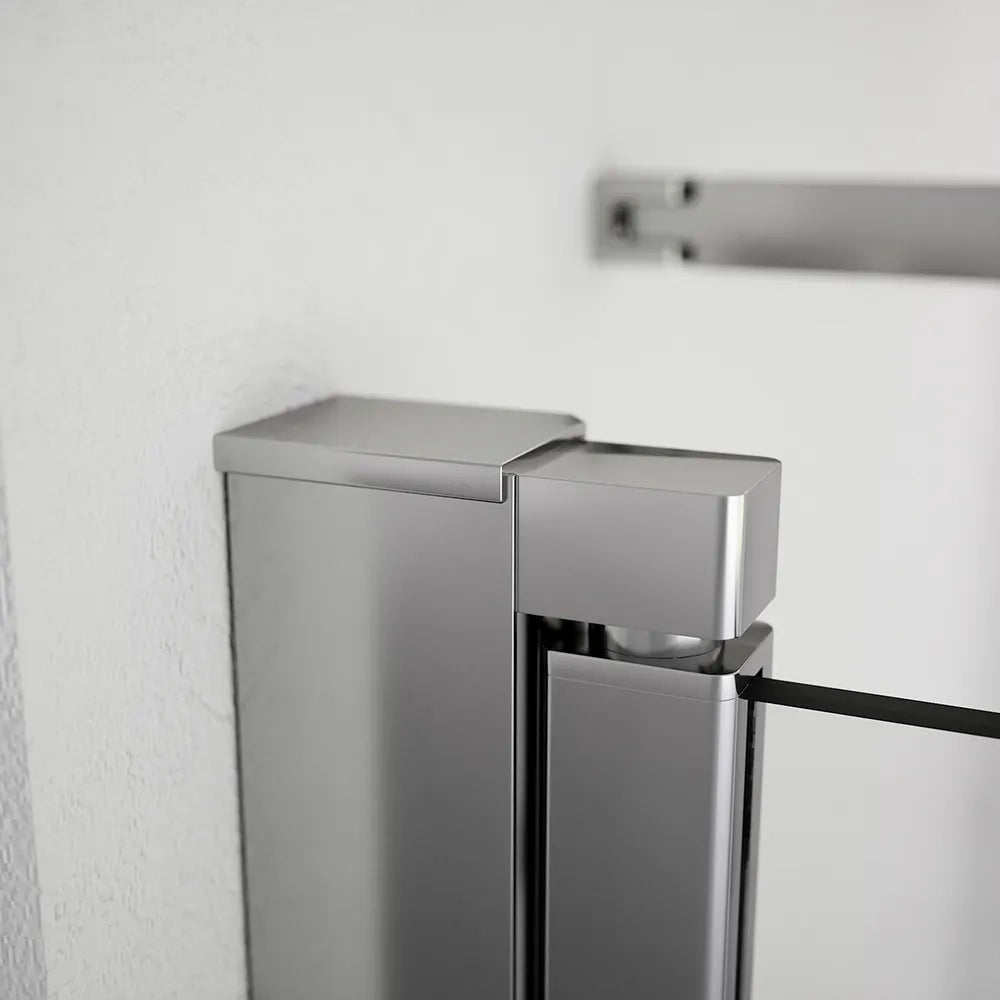 Box doccia 100x70cm con apertura saloon e parete fissa, profili cromati e vetro da 6mm trasparente h195 | Elba