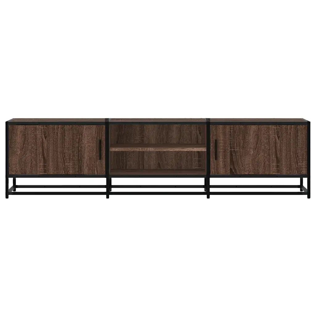 Mobile TV Rovere Marrone 160x35x41 cm Legno Multistrato Metallo
