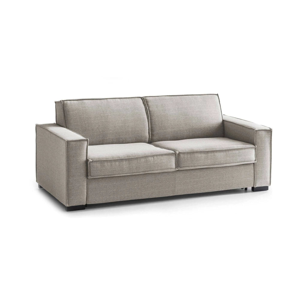 Divano fisso Arki, Divano a 2 posti, Made in Italy, SofÒ  Soggiorno in tessuto, con Braccioli standard, cm 180x95h90, Tortora