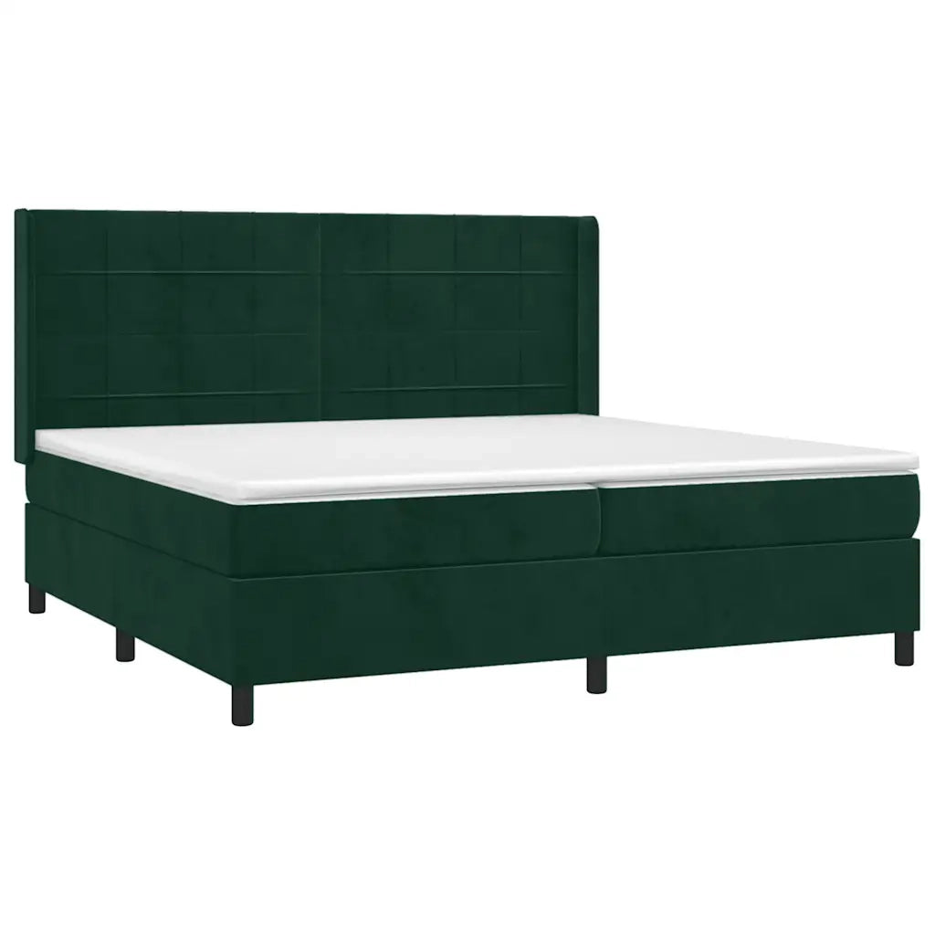 Letto a Molle con Materasso e LED Verde Scuro 200x200cm Velluto cod mxl 64099