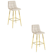 Sgabello Valora TEOTO in velluto beige con gambe dorate per cucina x2