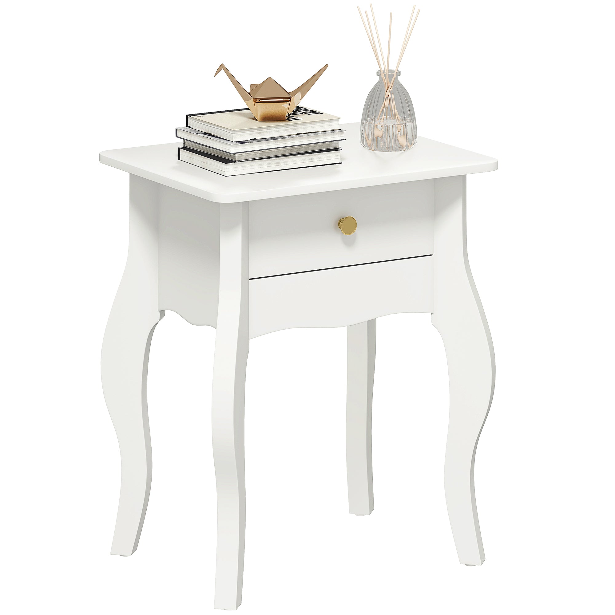 Tavolino da Salotto in Stile Francese 45x35x55 cm in MDF Bianco