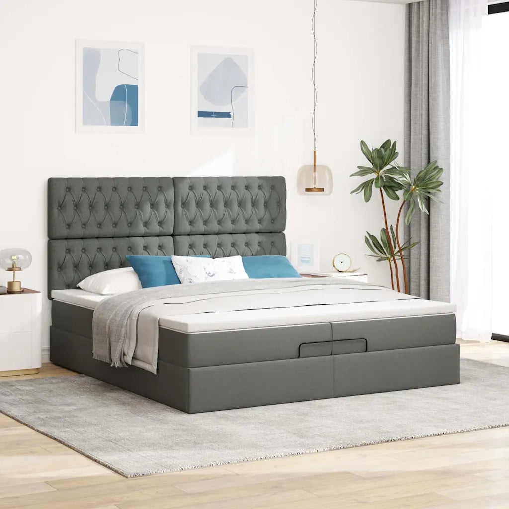 Struttura Letto Pouf con Materassi 200x200 cm in Tessuto 3314115