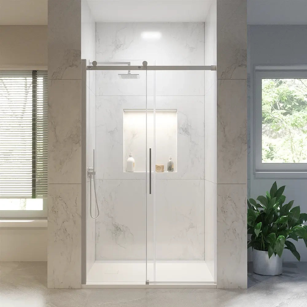 Porta doccia 150cm apertura scorrevole profili cromo vetro 8mm h195 | Creta