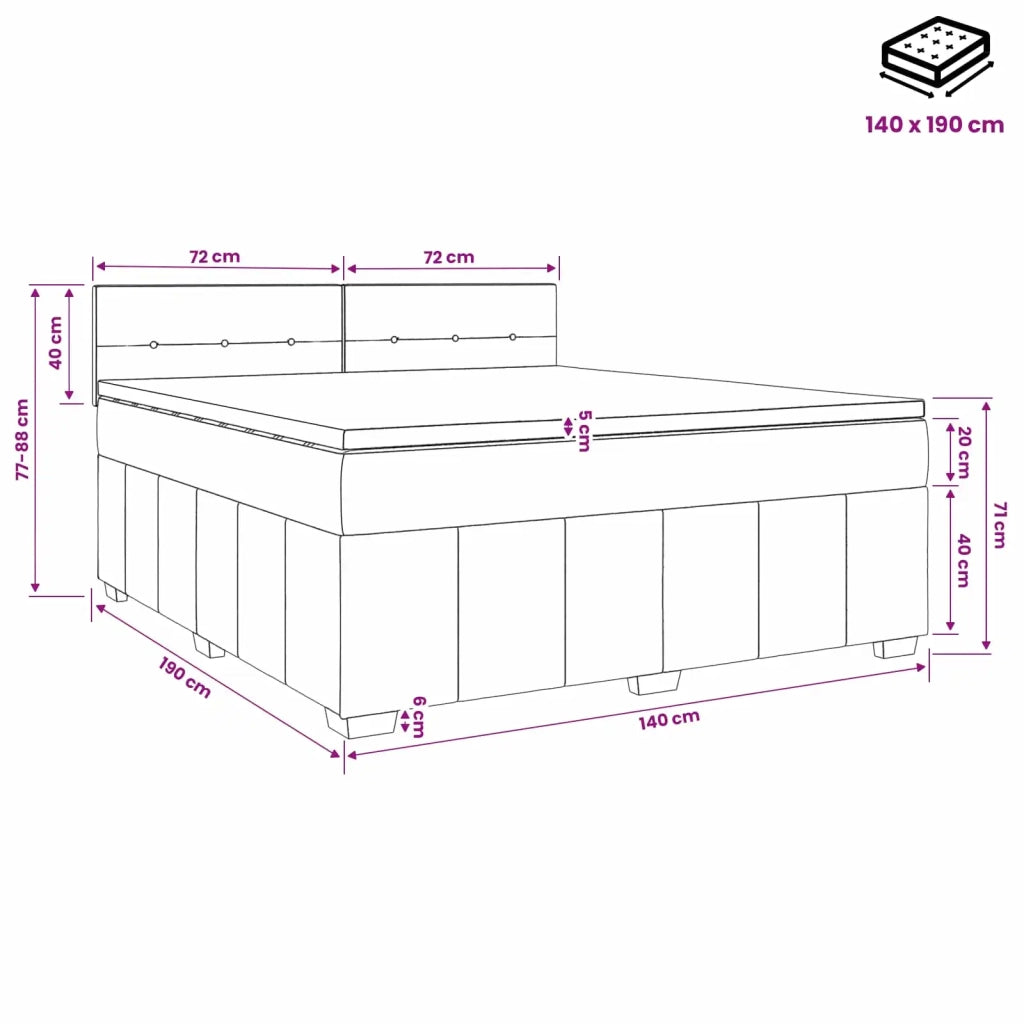 Letto box spring con materasso Nero 140 x 190 cm Tessuto 3451208