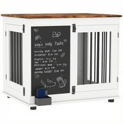 Gabbia per Cani Interna con 2 Porte e Lavagna ¨C zephmum ¨C Bianco 80x60x70 cm