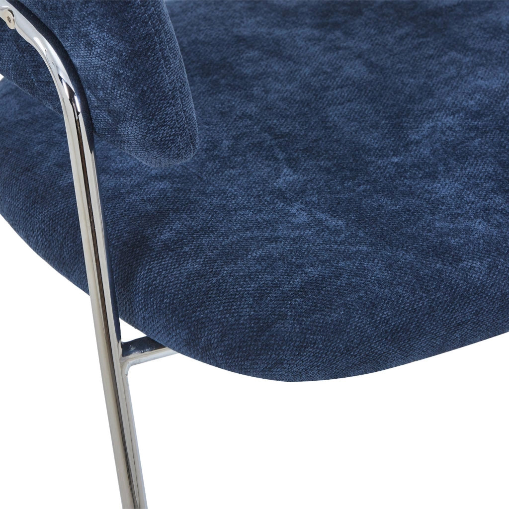 Poltrona vintage in tessuto con struttura cromata (set di 2), blu