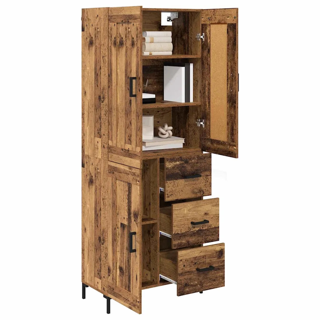 Credenza con cassetto 2 pz-Set di 2 Buffet-Armadio da cucina Legno vecchio Legno multistrato 131489