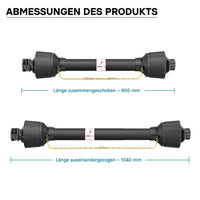 Albero cardanico T4 Giunto 800-880mm 460Nm 540rpm Cardano 40kW (55CV) 1 3/8" 6 denti 35mm rotondo