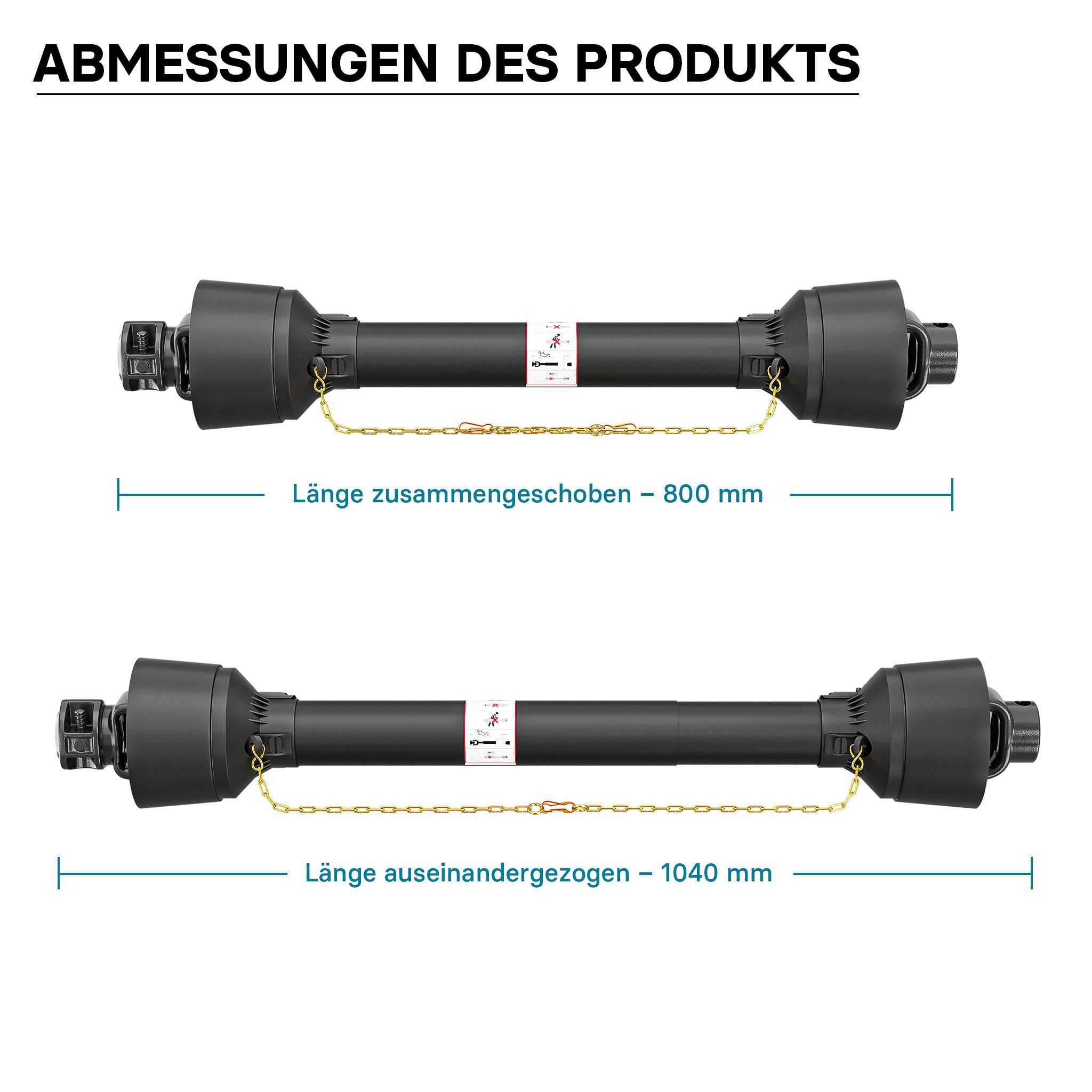 Albero cardanico T4 Giunto 800-880mm 460Nm 540rpm Cardano 40kW (55CV) 1 3/8" 6 denti 35mm rotondo